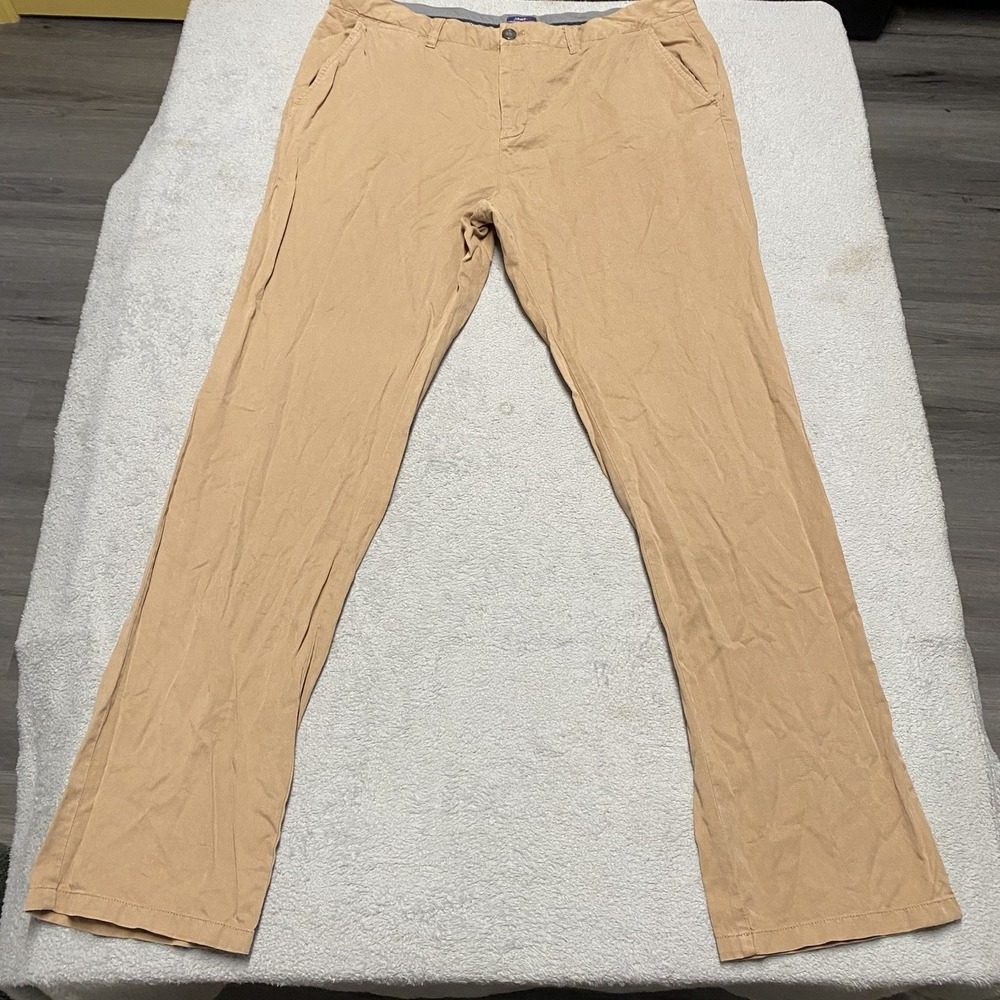 Johnnie O Chino Pants Mens 36x32 Tobacco Brown Linen Blend Preppy Casual‎